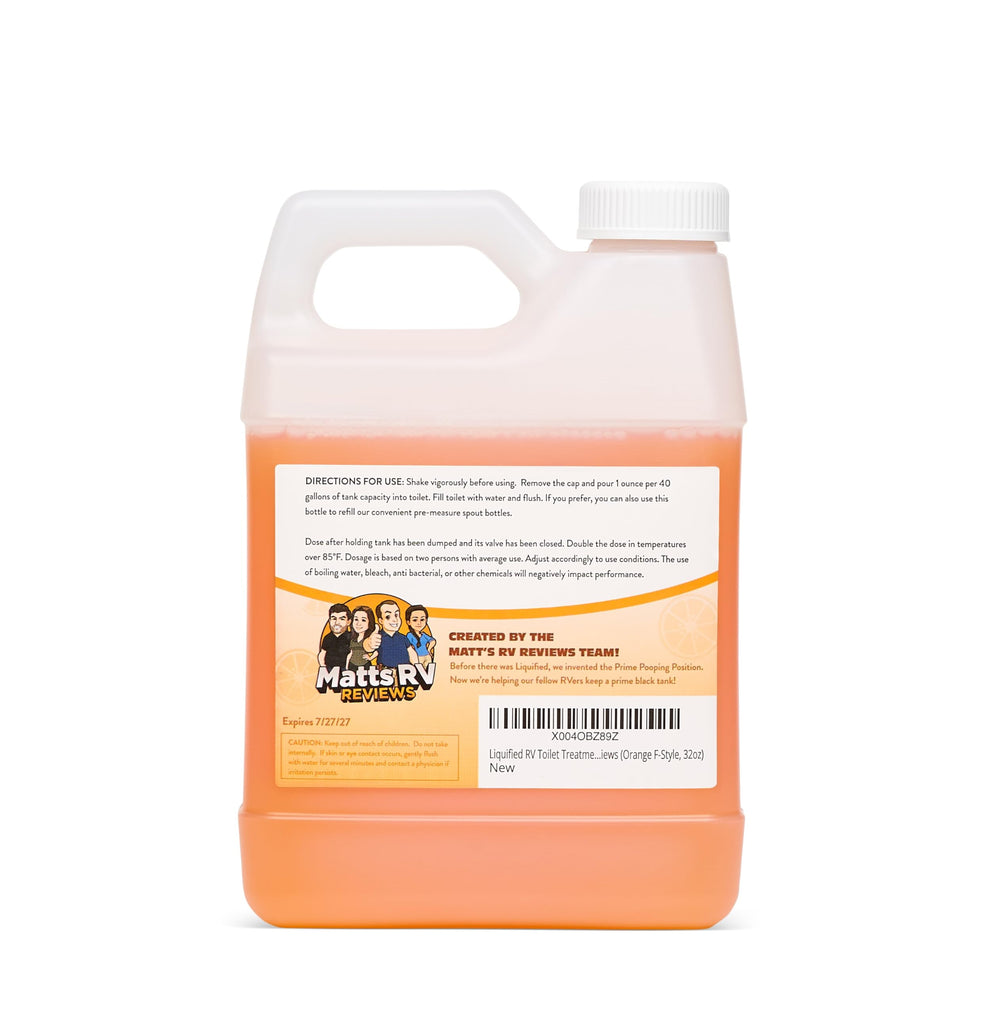 Liquified label close-up highlighting ingredients and septic-safe claim