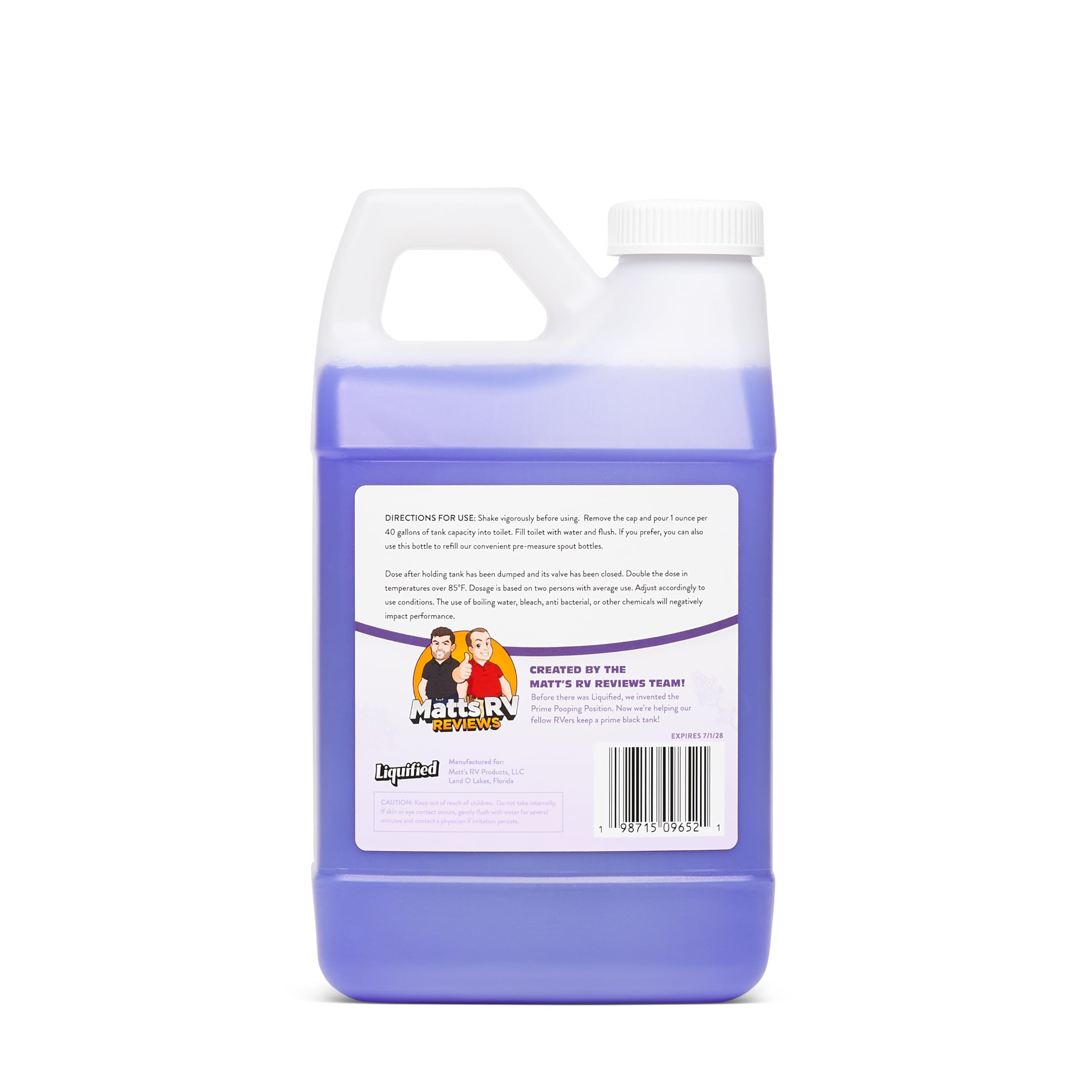 Liquified RV Toilet Treatment being poured into toilet to speed dumping