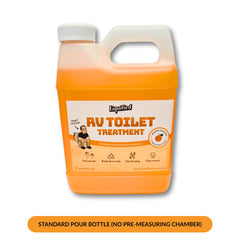 Liquified pouring into RV toilet demonstrating easier dumping