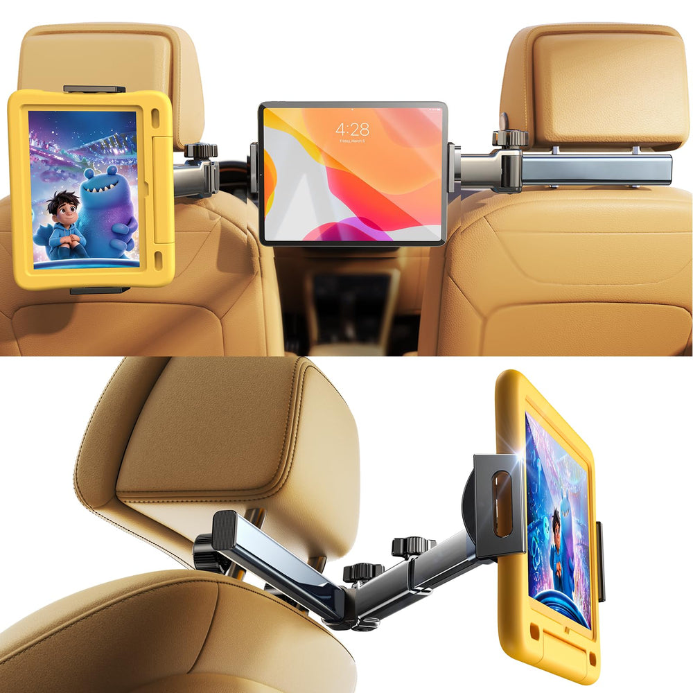 LISEN front view of packaged car tablet mount showing compact kit and benefits