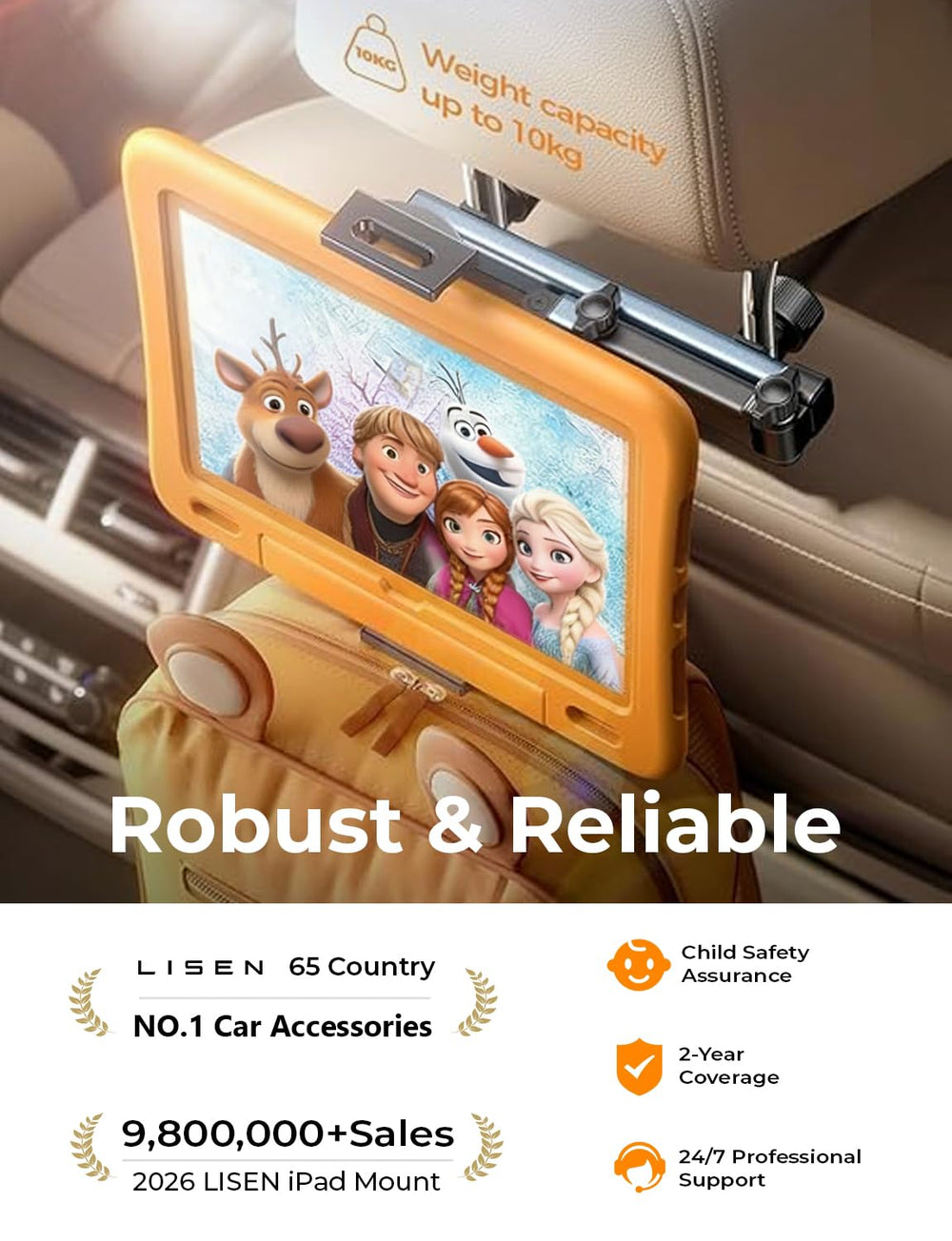 LISEN tablet mounted in portrait for reading apps and video calls