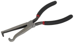 Lisle 37960 pliers front view showing hooked tip and dual durometer grips for comfort