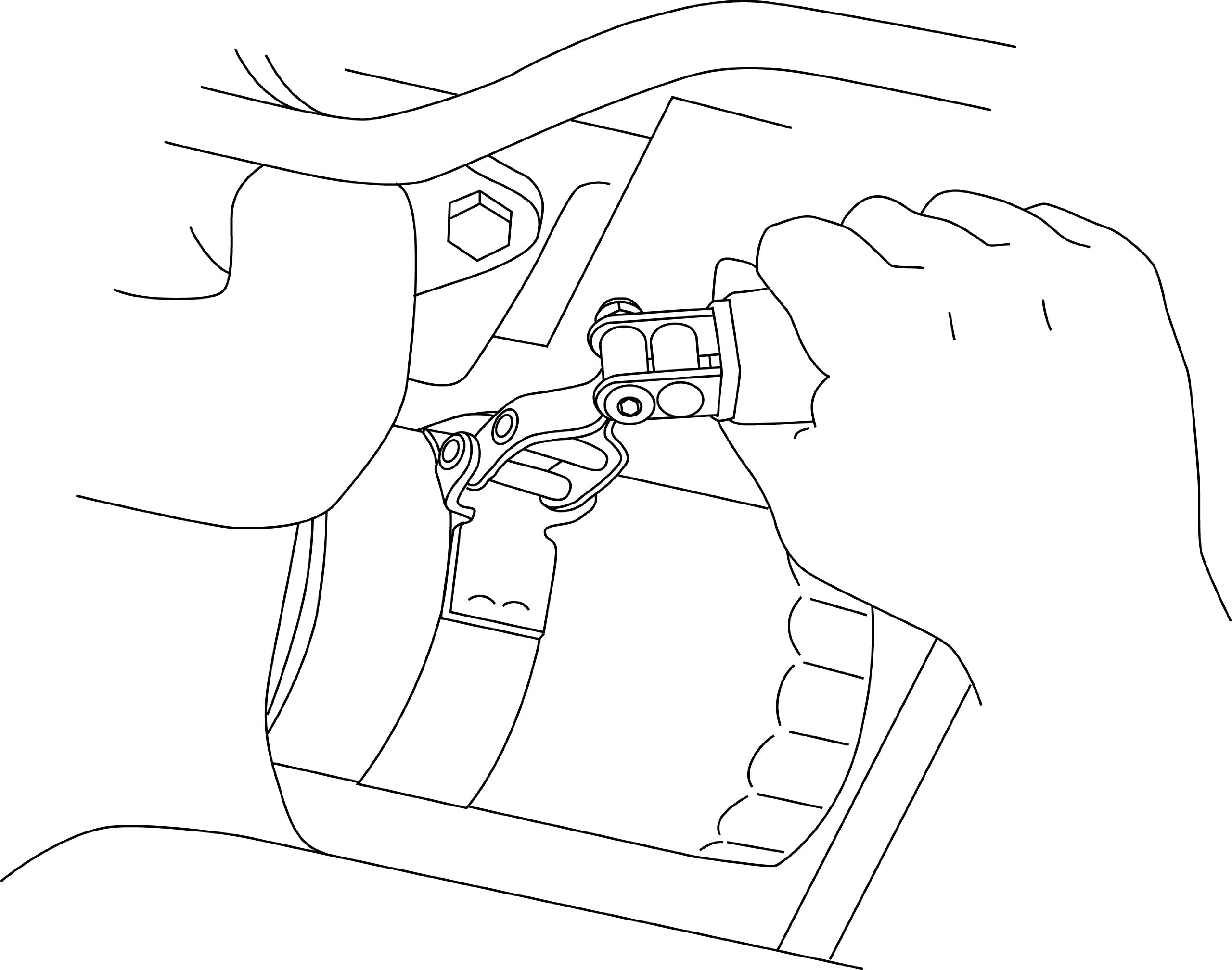 Lisle 57020 closeup of swivel handle and tension nut for tight spots