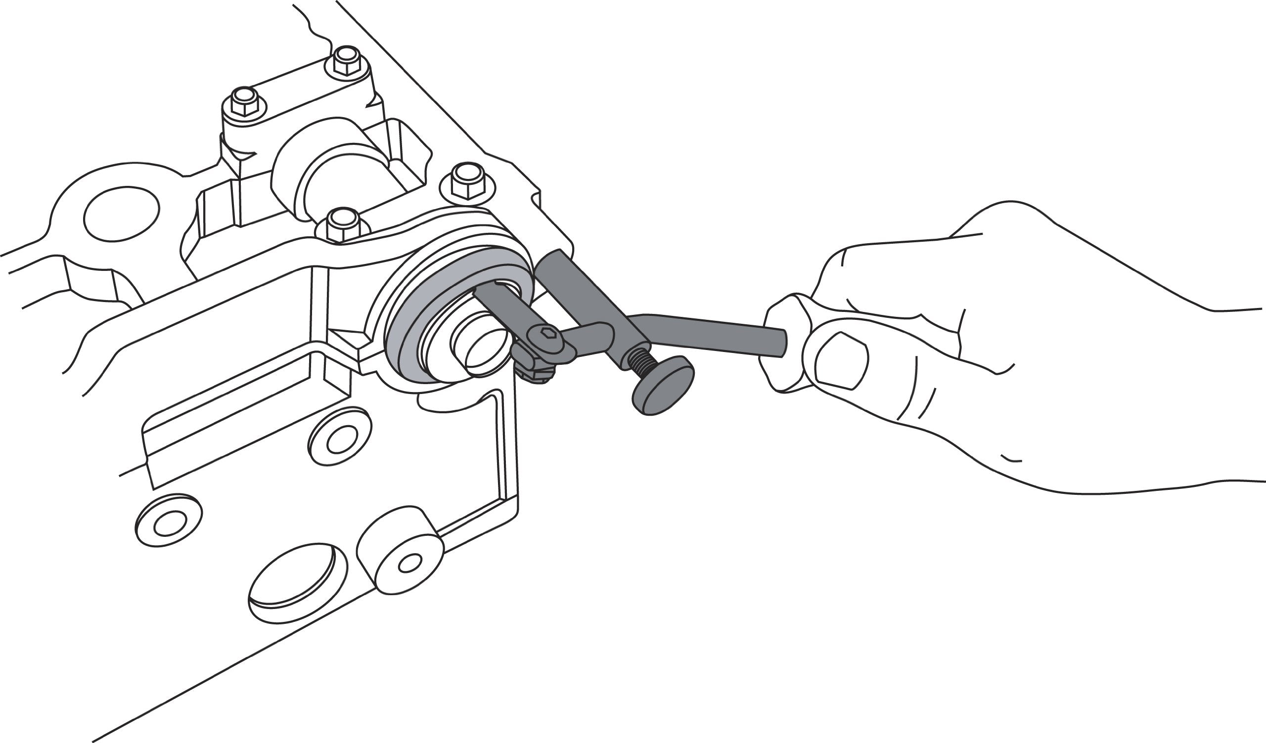 Lisle 58430 close-up of adjustable hook demonstrating secure seal engagement