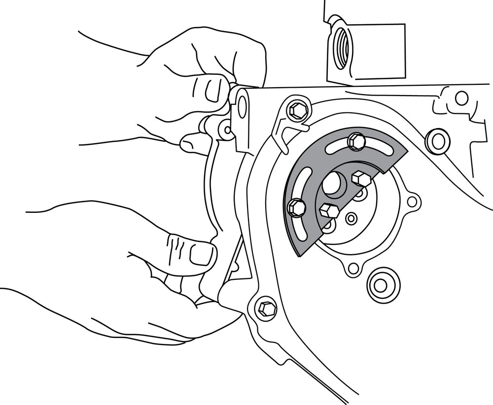 Lisle tool installed on Ecotec engine demonstrating secure timing chain protection
