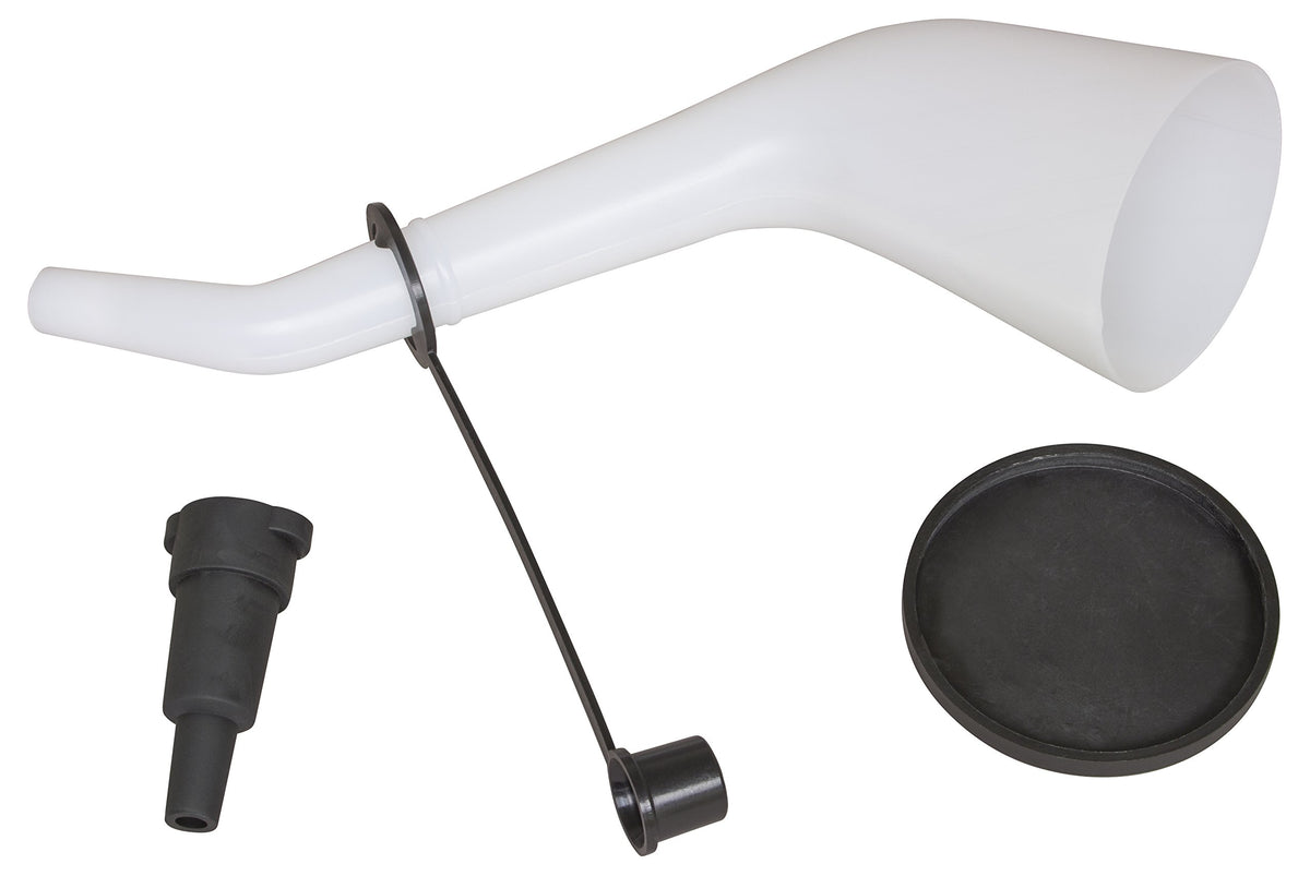 Lisle offset funnel front view showing bowl and offset spout for easier pouring