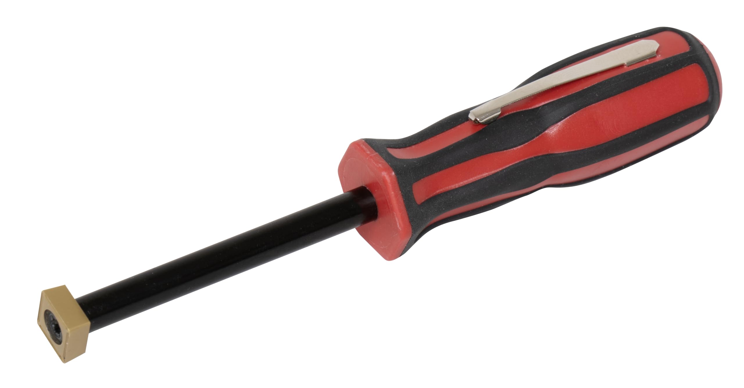Lisle pocket carbide scraper front view showing compact 5-inch tool with clip and handle for fast access