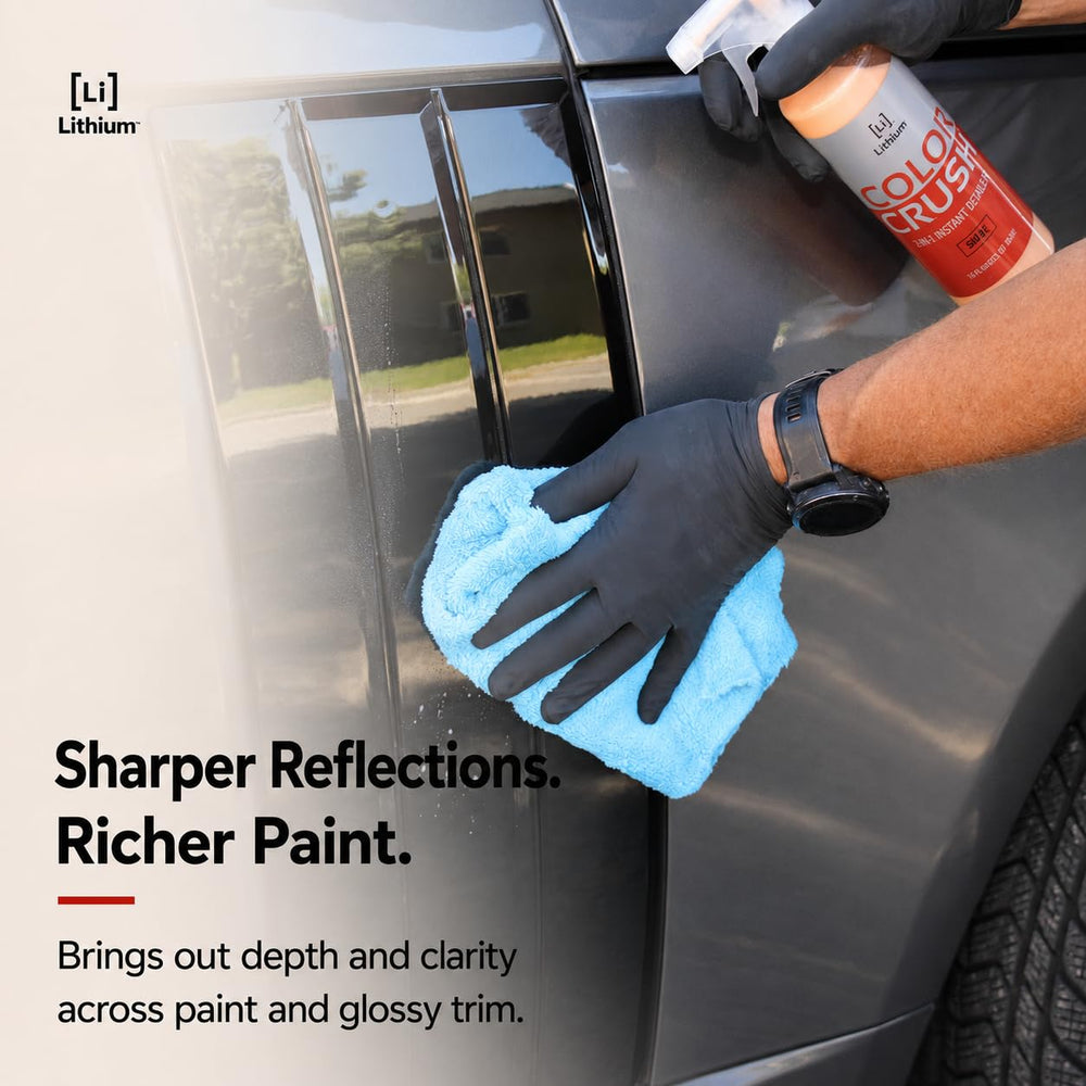 Applying Lithium Color Crush with microfiber to show fast, streak-free removal