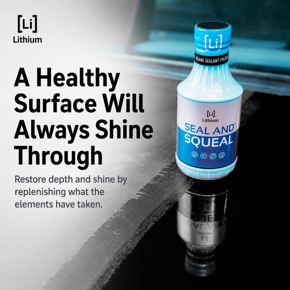 Lithium Auto Elixirs water beading on hood demonstrating hydrophobic protection