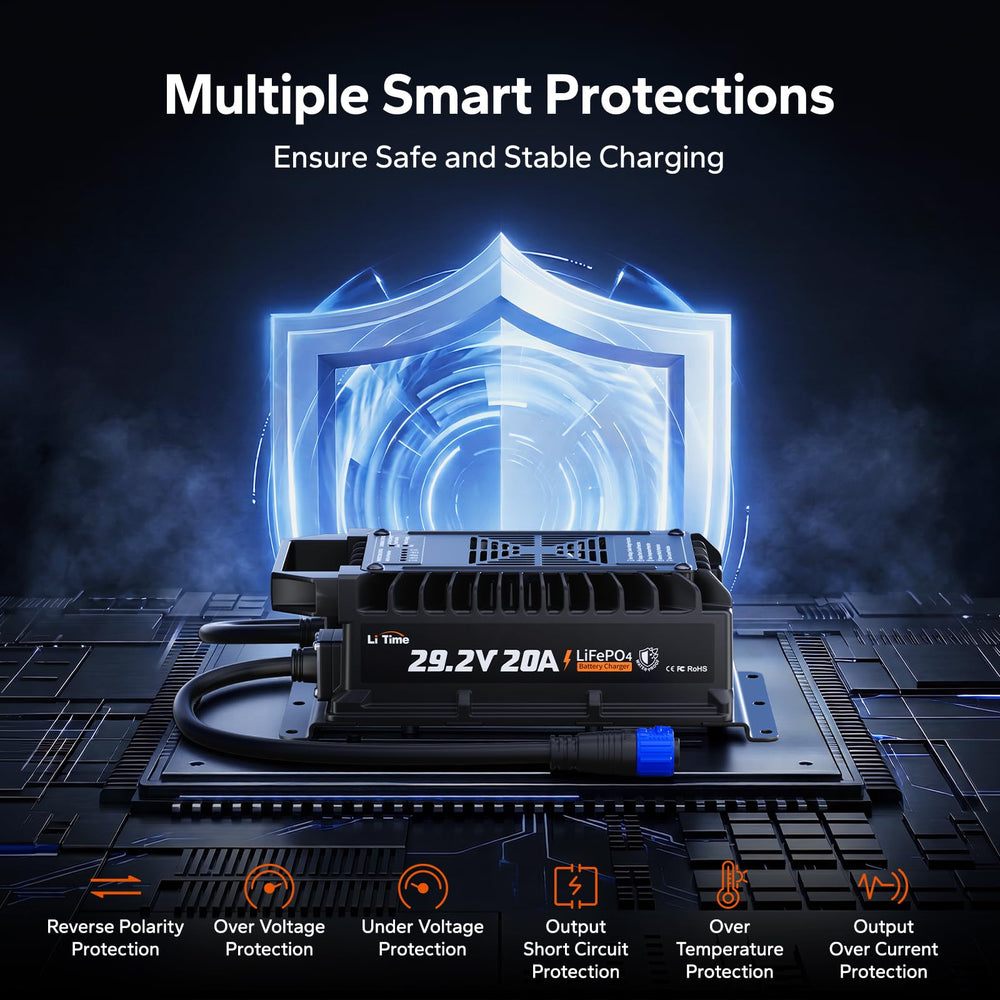 LiTime LED indicator panel showing status lights for easy charge monitoring