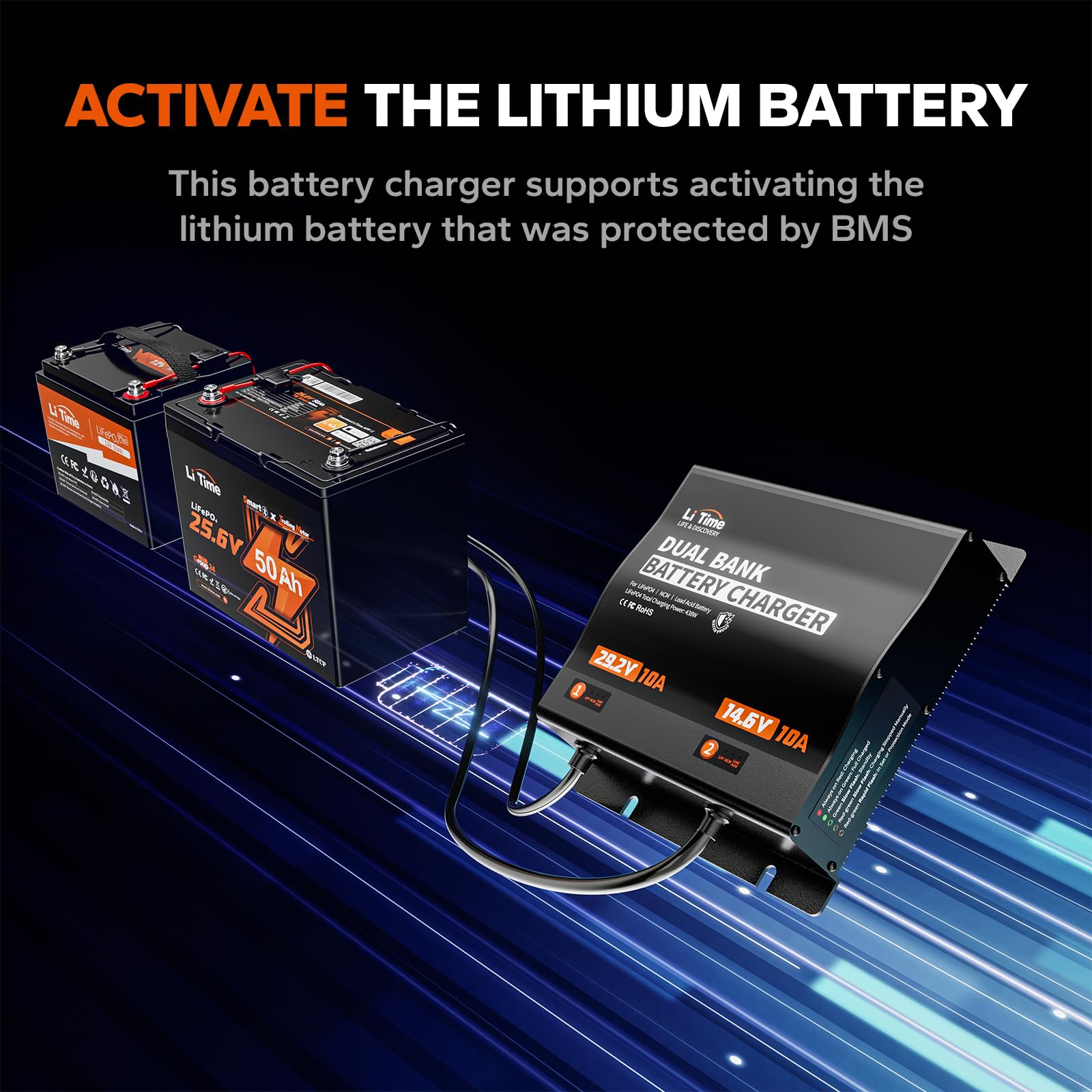 Litime M8 terminal detail highlighting secure, low-resistance battery connections