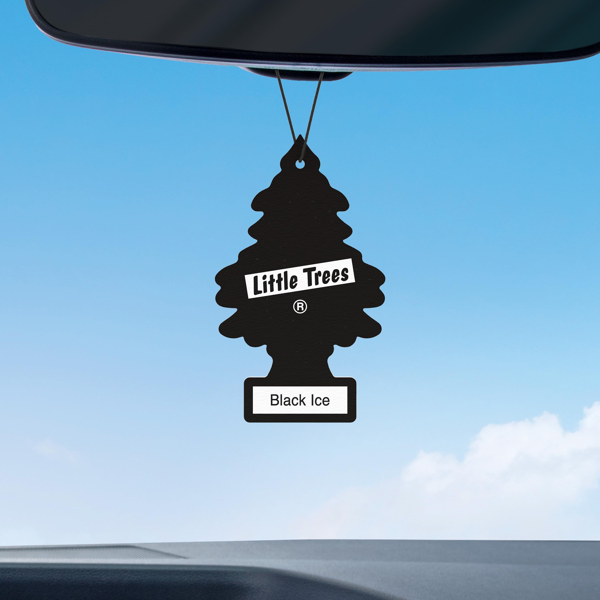 LITTLE TREES Black Ice placed in a car trunk to neutralize odors effectively