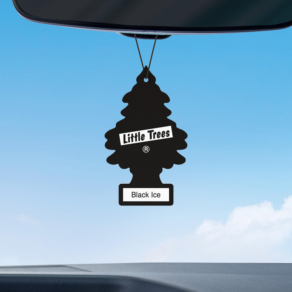 LITTLE TREES Black Ice placed in a car trunk to neutralize odors effectively