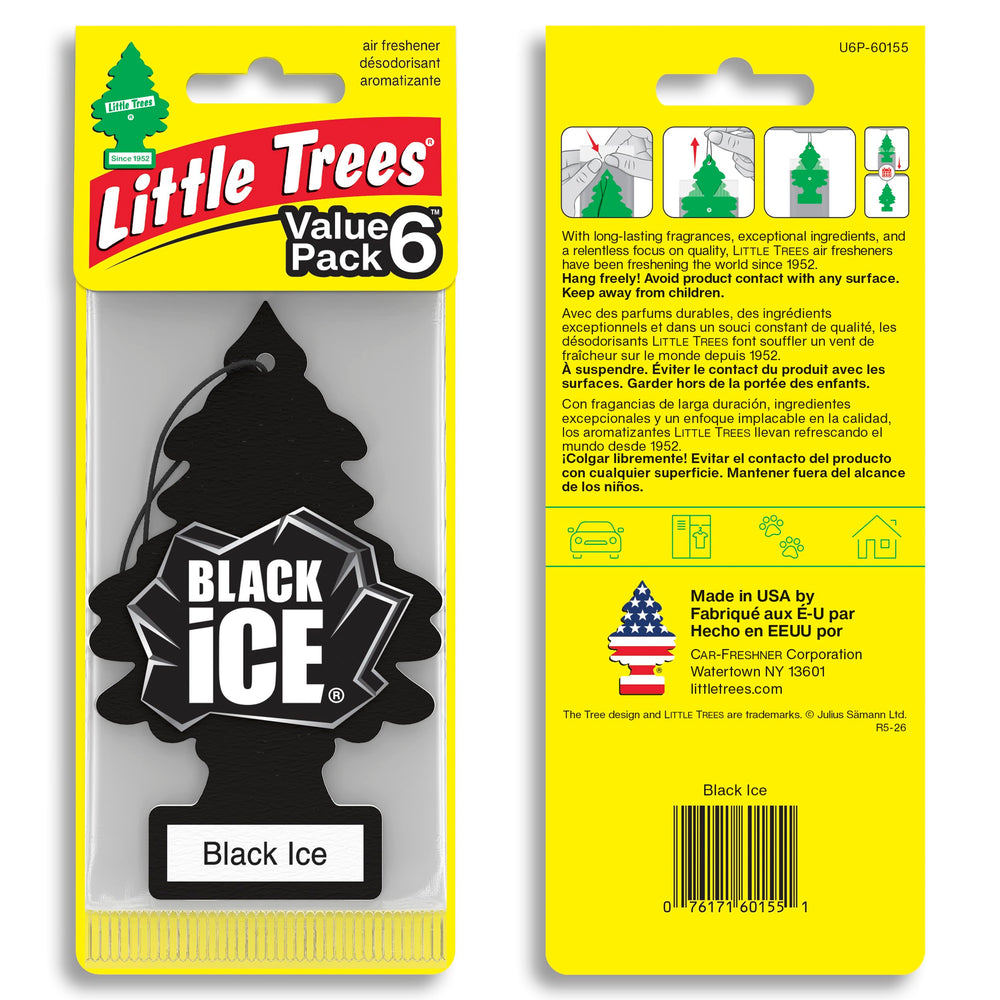 LITTLE TREES Black Ice close-up of the air freshener tree texture and color