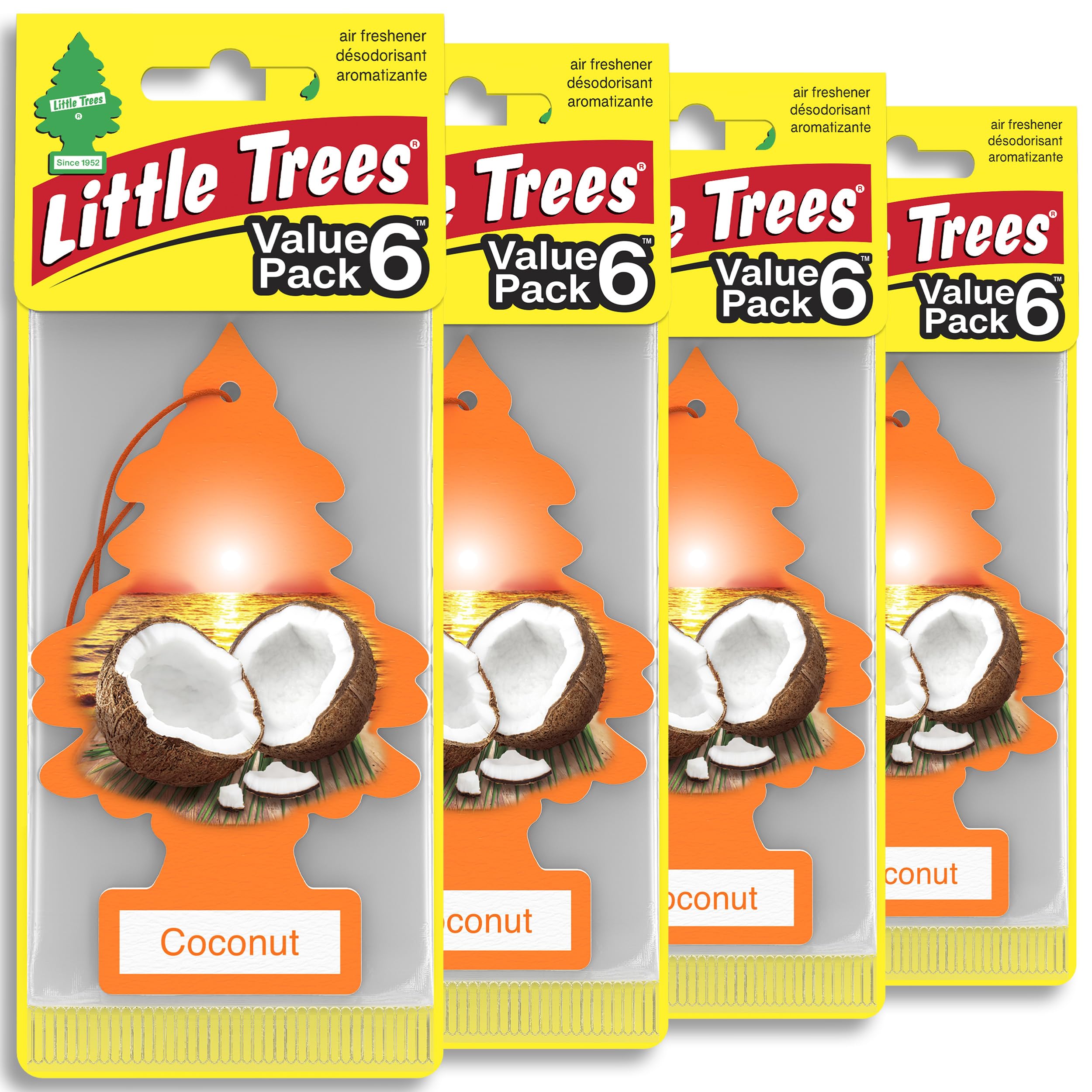 LITTLE TREES front package showing coconut scent and pack details for easy selection