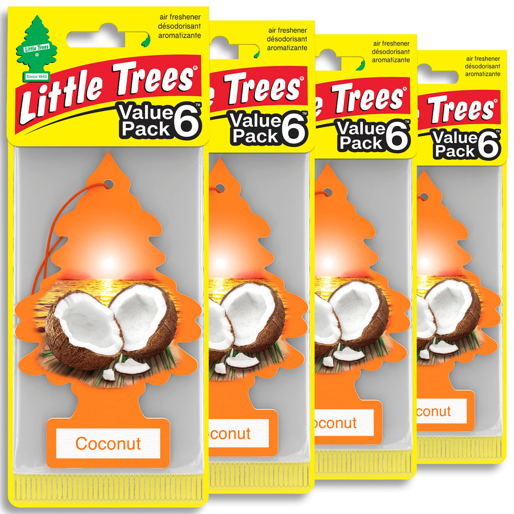 LITTLE TREES front package showing coconut scent and pack details for easy selection