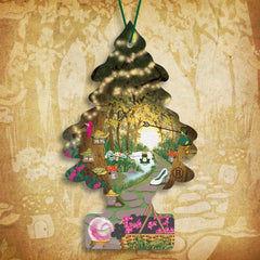 LITTLE TREES hanging from rearview mirror demonstrating in-car freshness and easy use