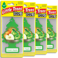 LITTLE TREES front packaging showing 24 green apple air fresheners and value