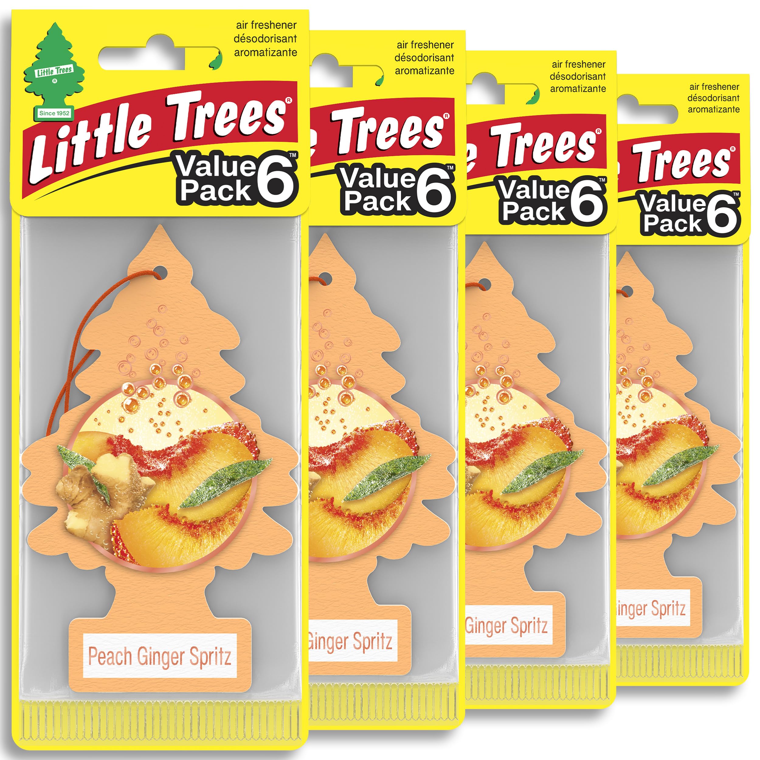 LITTLE TREES front packaging showing peach ginger spritz and benefits