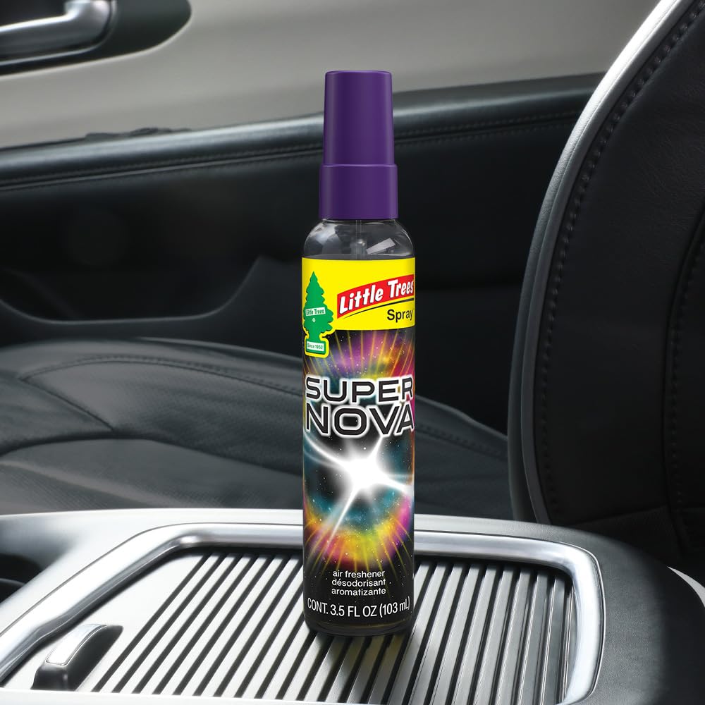 LITTLE TREES bottle stored next to glove box for easy access