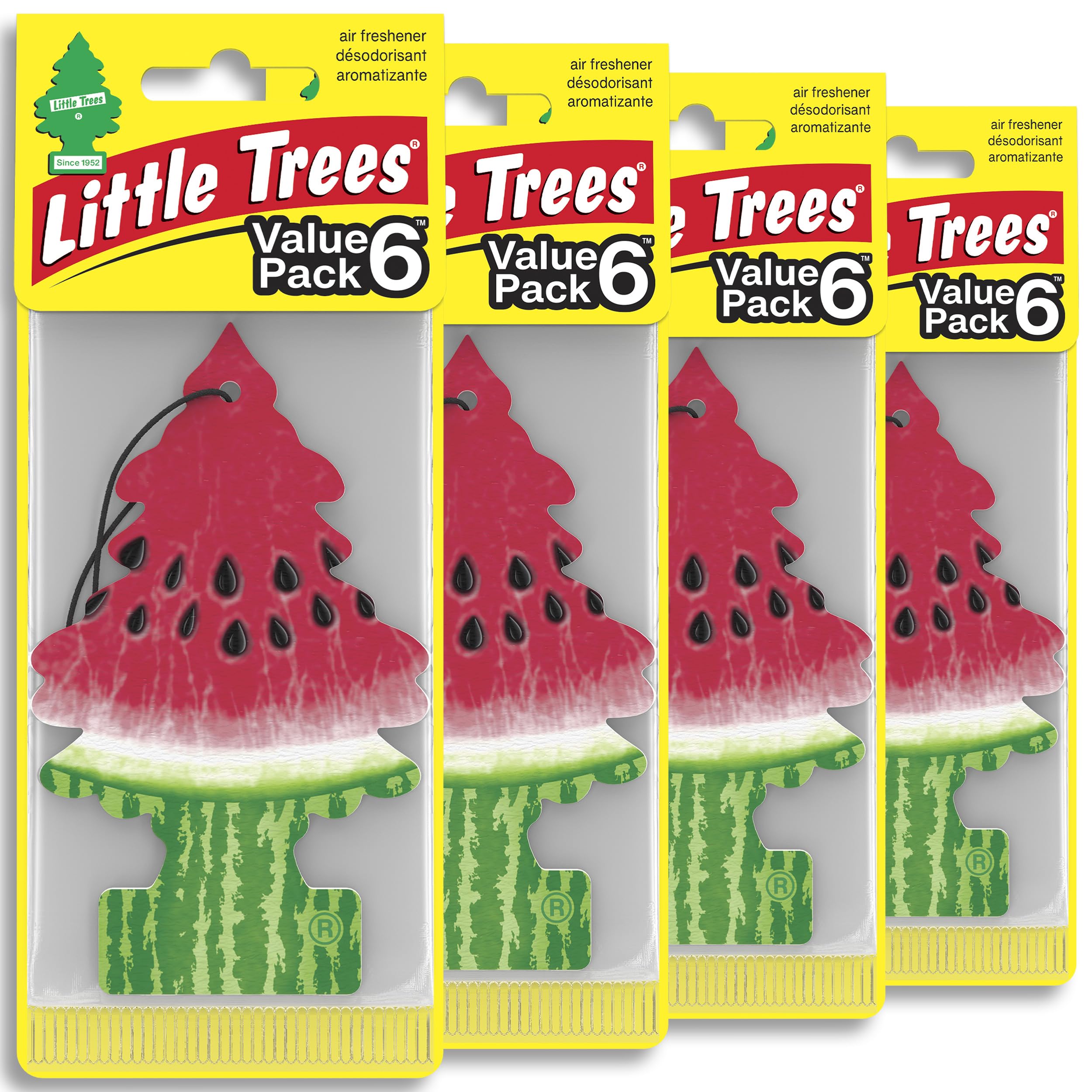 LITTLE TREES watermelon front packaging showing 24-count for long-lasting freshness