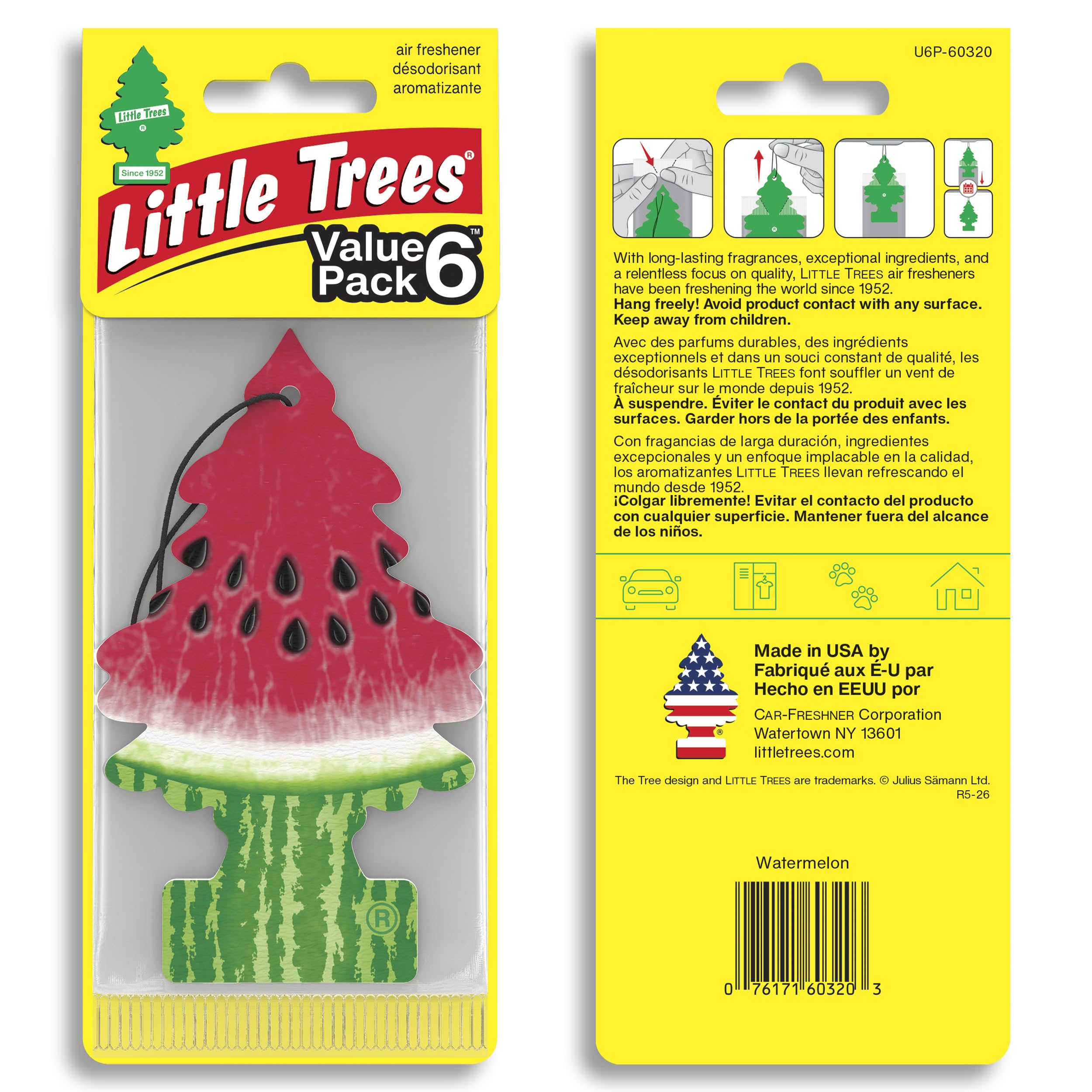 LITTLE TREES watermelon single tree close-up showing scent detail and vibrant color