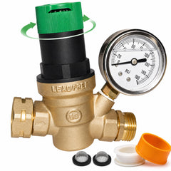 LIULO TOOL front view of regulator showing brass body and gauge, quality construction benefit