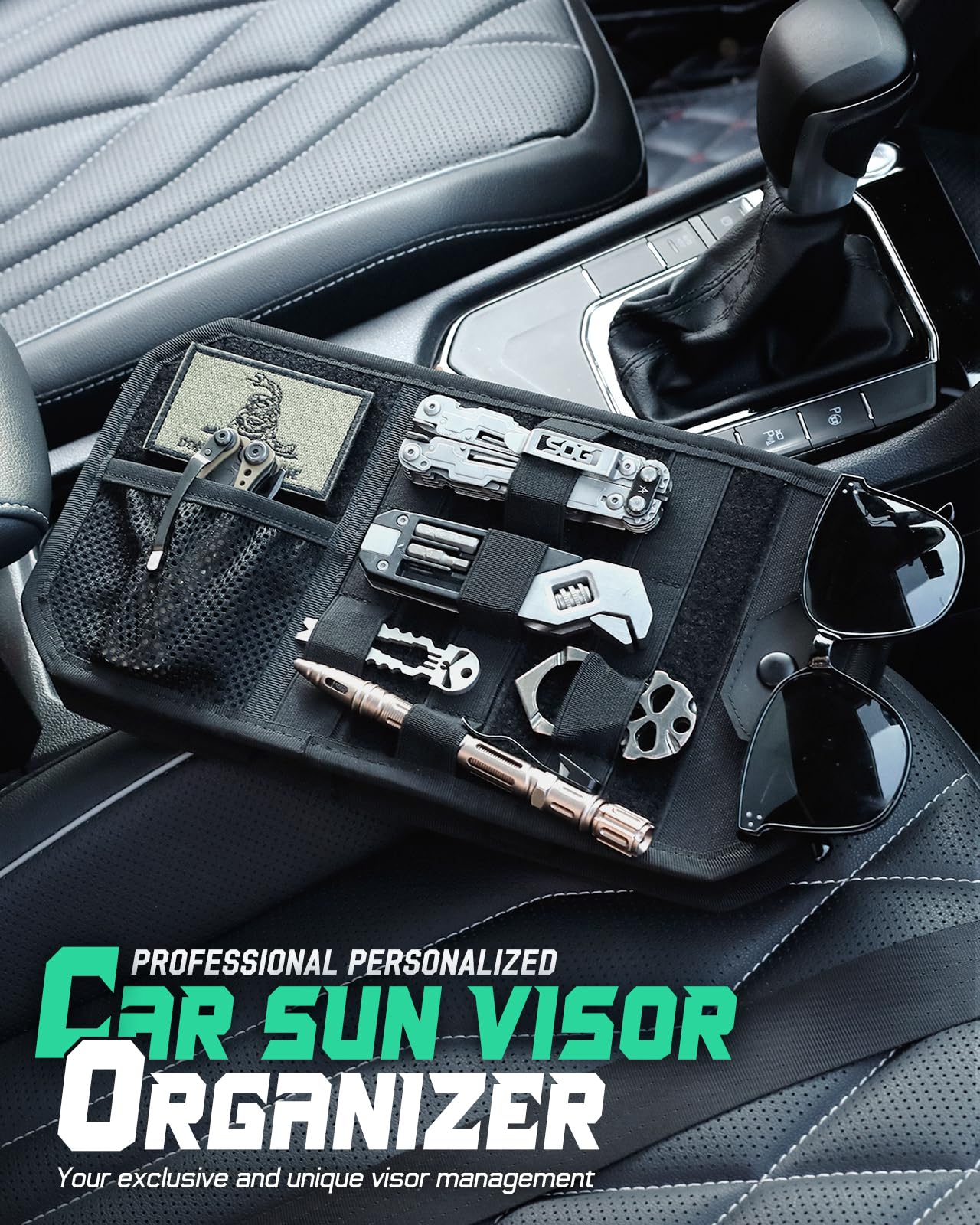 LIVANS lifestyle shot in car interior illustrating ready access to documents and gear
