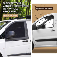 Living in a Bubble driver side screen in use providing ventilation while parked