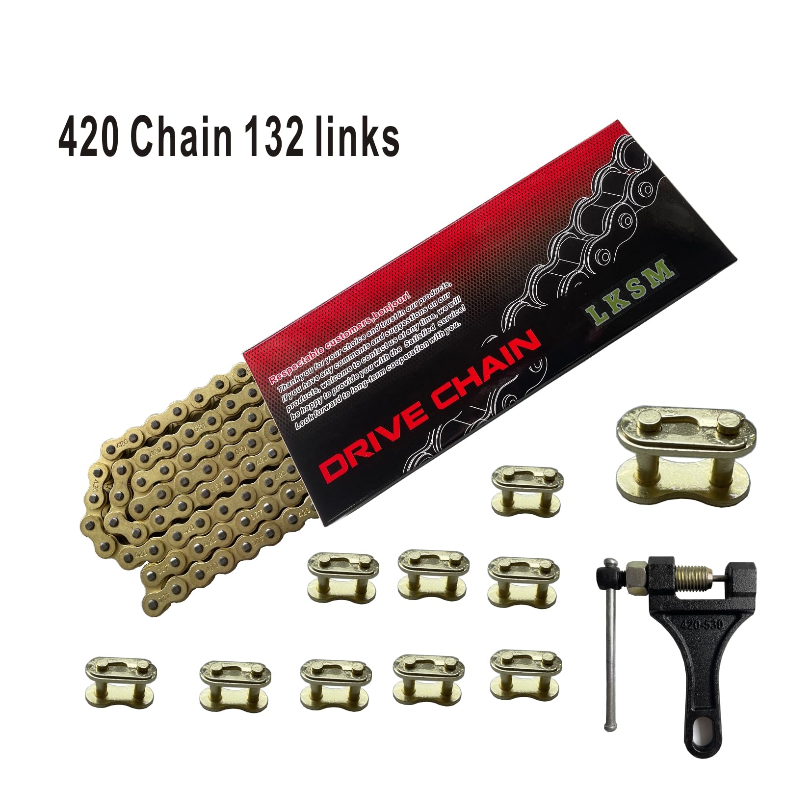 LKSM 420 chain breaker tool and 10 master links included for hassle-free fitting