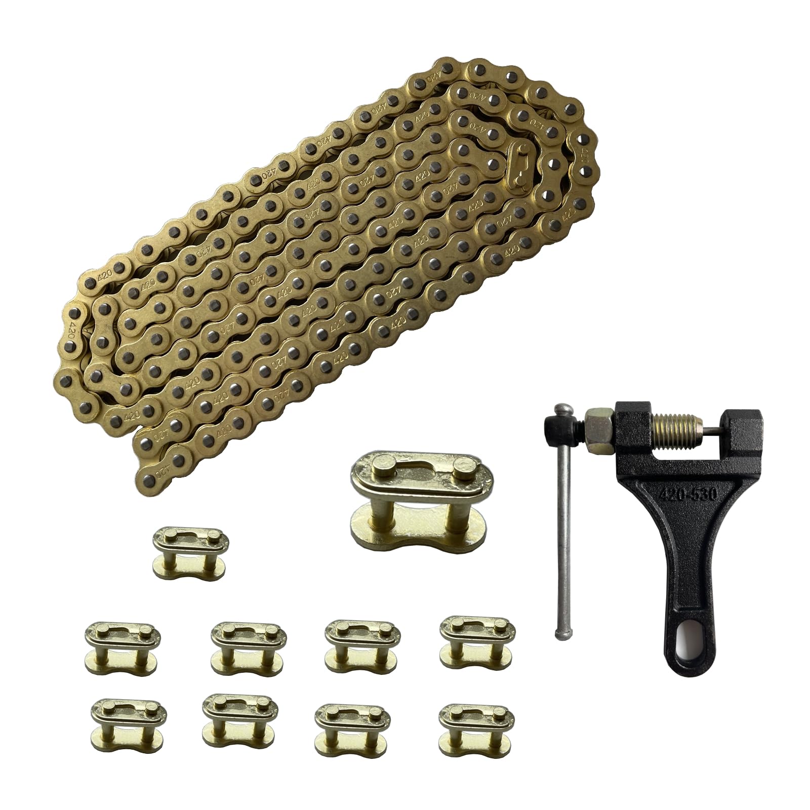 LKSM 420 chain installed on a pit bike demonstrating fit and smooth engagement