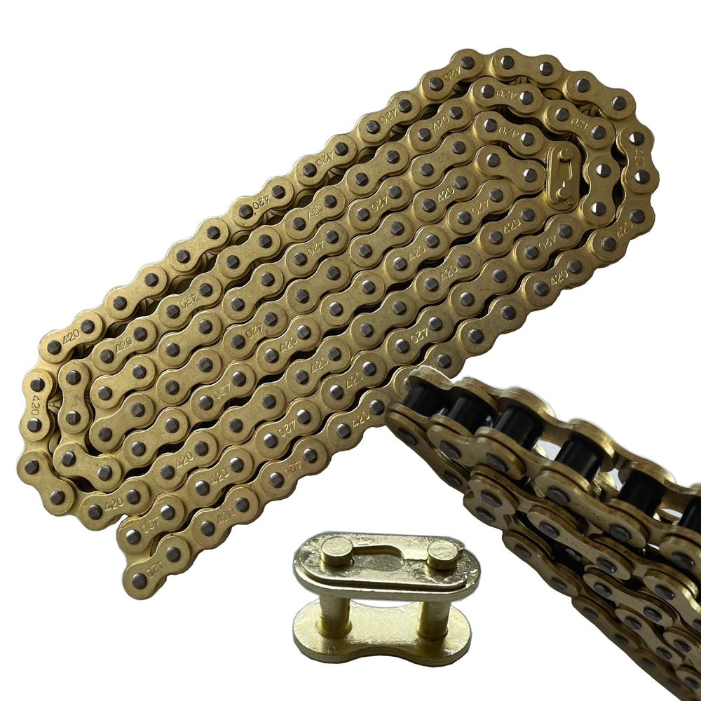 LKSM chain next to coin for scale showing compact 420-pitch sizing