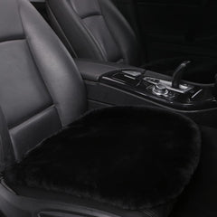 LLB sheepskin black front seat cushion full view adds luxury and protection