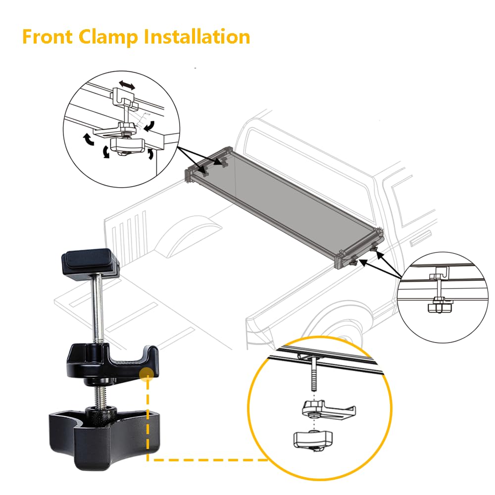 LLNSEAUTO clamp installed on truck rail showing secure attachment