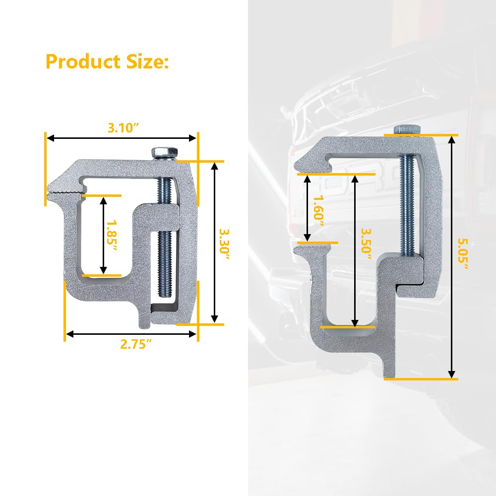 LLNSEAUTO clamps installed on camper shell illustrating easy no-drill attachment benefit