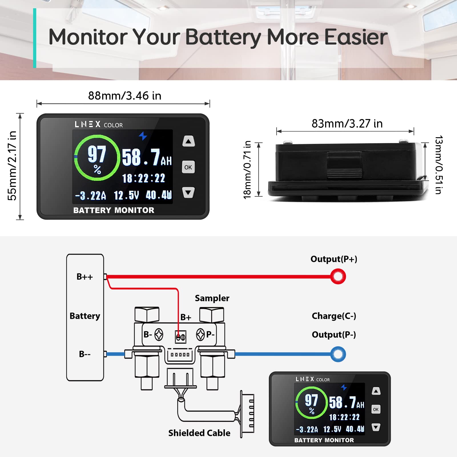LNEX monitoring a boat battery showing accurate under-load measurement benefits
