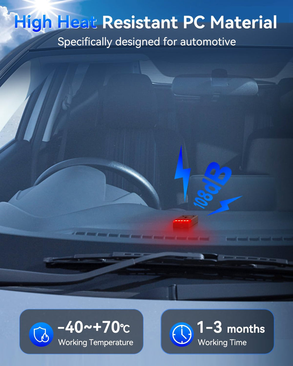 LNKERCO magnetic mounted alarm on car hood for tool‑free installation benefit