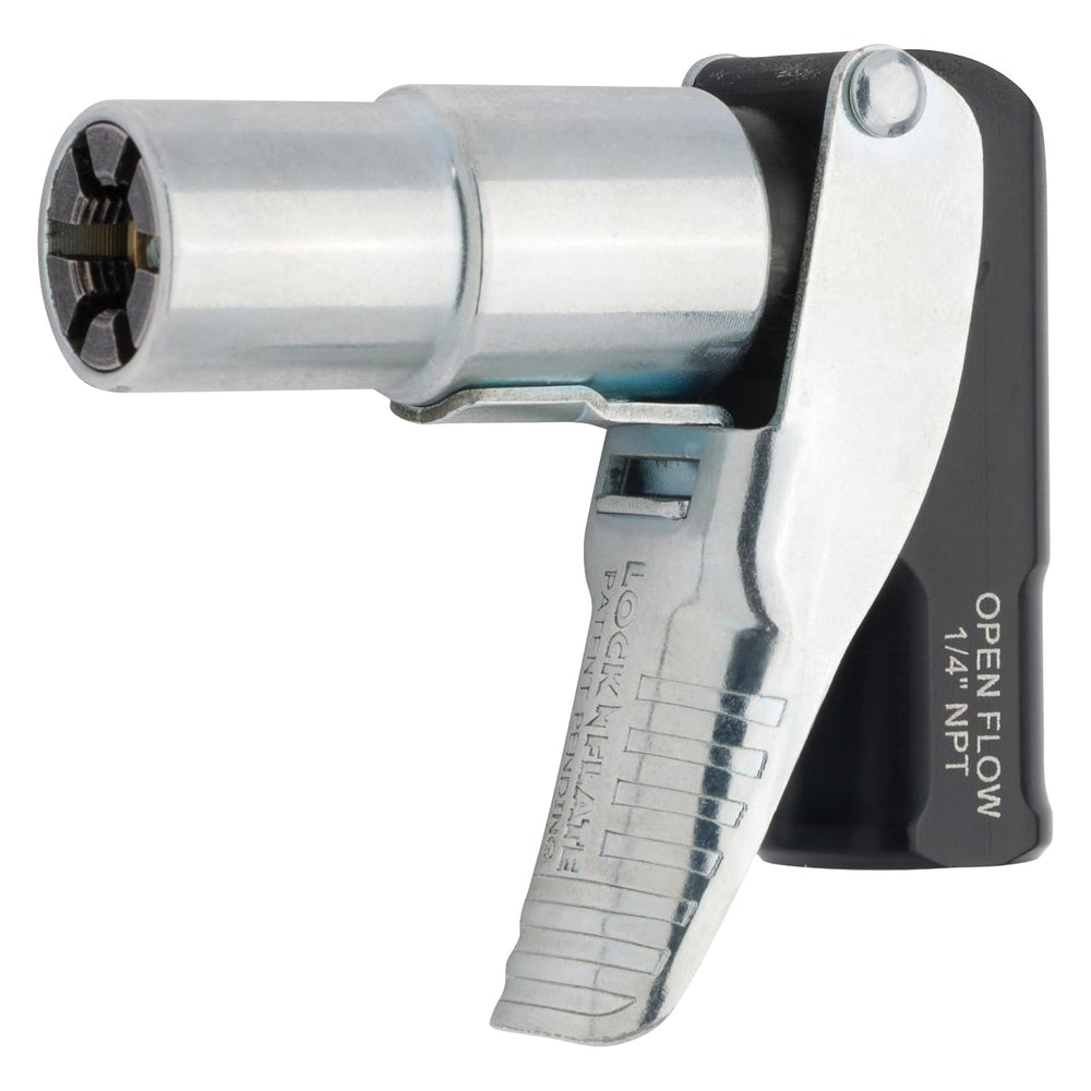 LockNFlate in-use on a motorcycle valve demonstrating clearance and convenient access