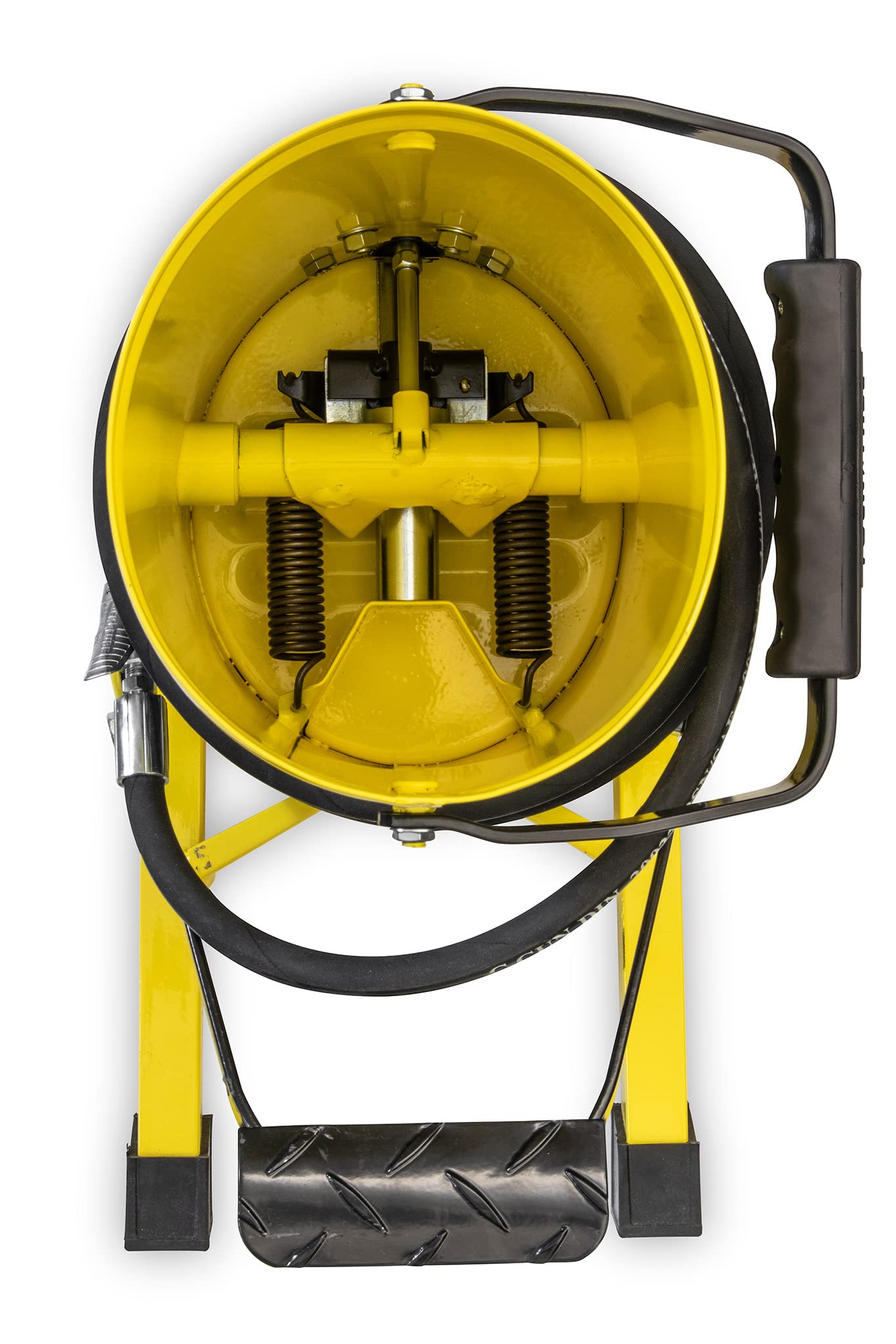 LockNLube foot treadle action highlighting hands-free pumping and operator comfort