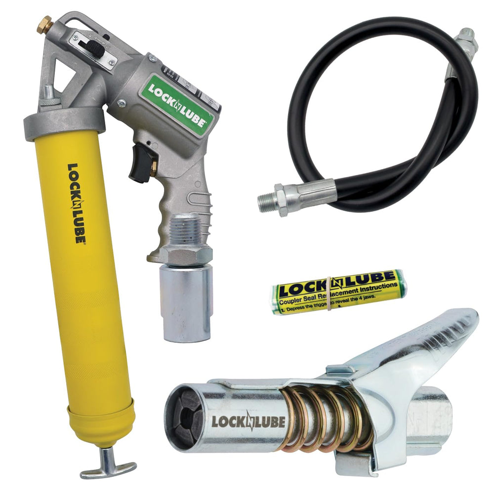 LockNLube front view of the grease gun showing controls for fast operation