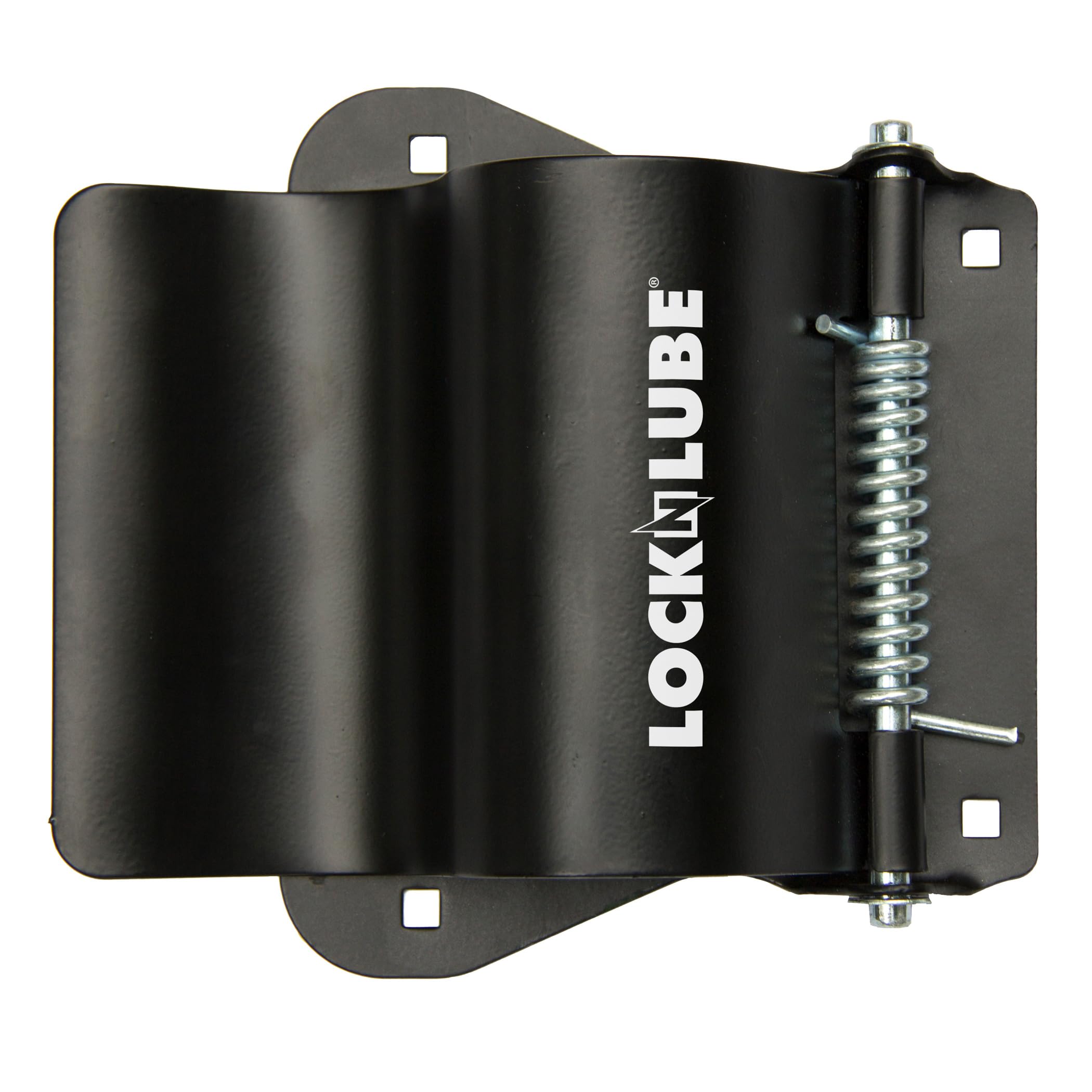 LockNLube front view of mounted bracket showing secure storage benefit
