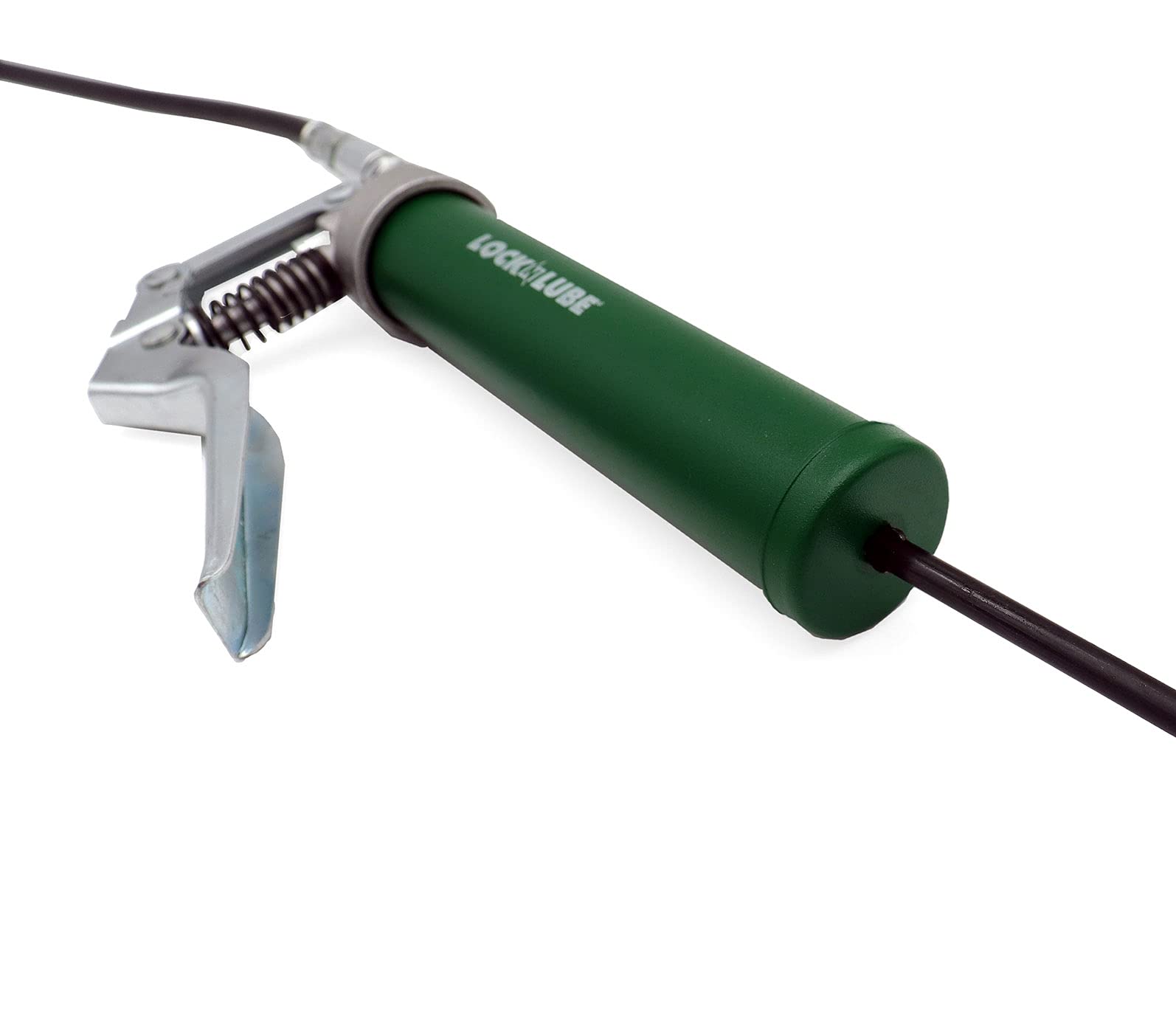 LockNLube grease gun connected to a zerk fitting illustrating secure seal and precise lubrication