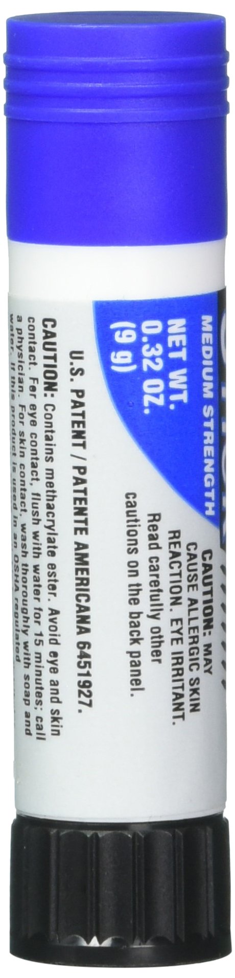 Loctite Blue stick application close-up on threaded bolt for precise, no-drip placement