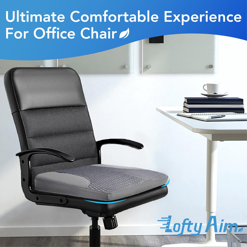 Lofty Aim cushion installed in car seat improving long-drive comfort