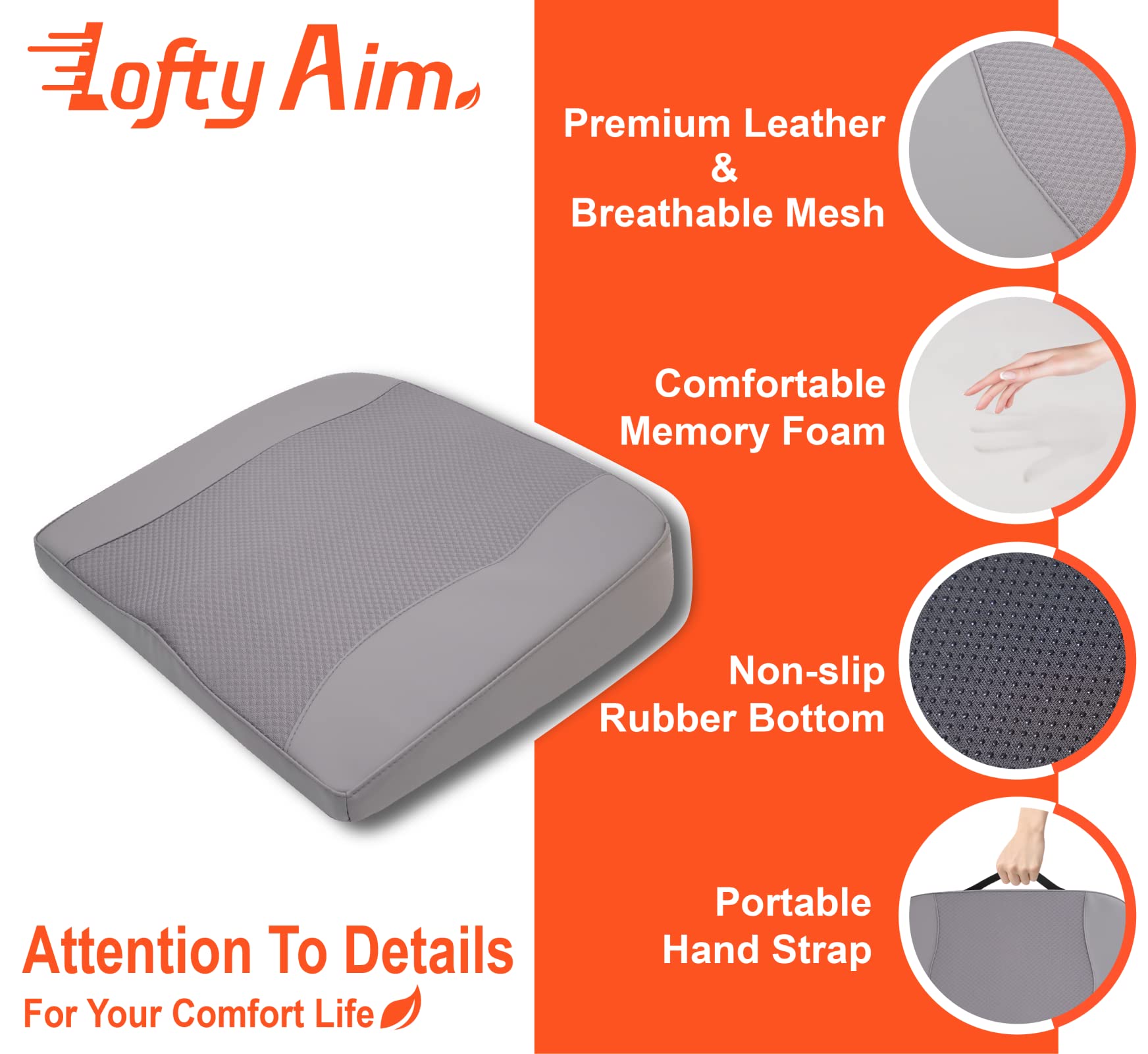 Lofty Aim cushion installed in car improving posture and visibility