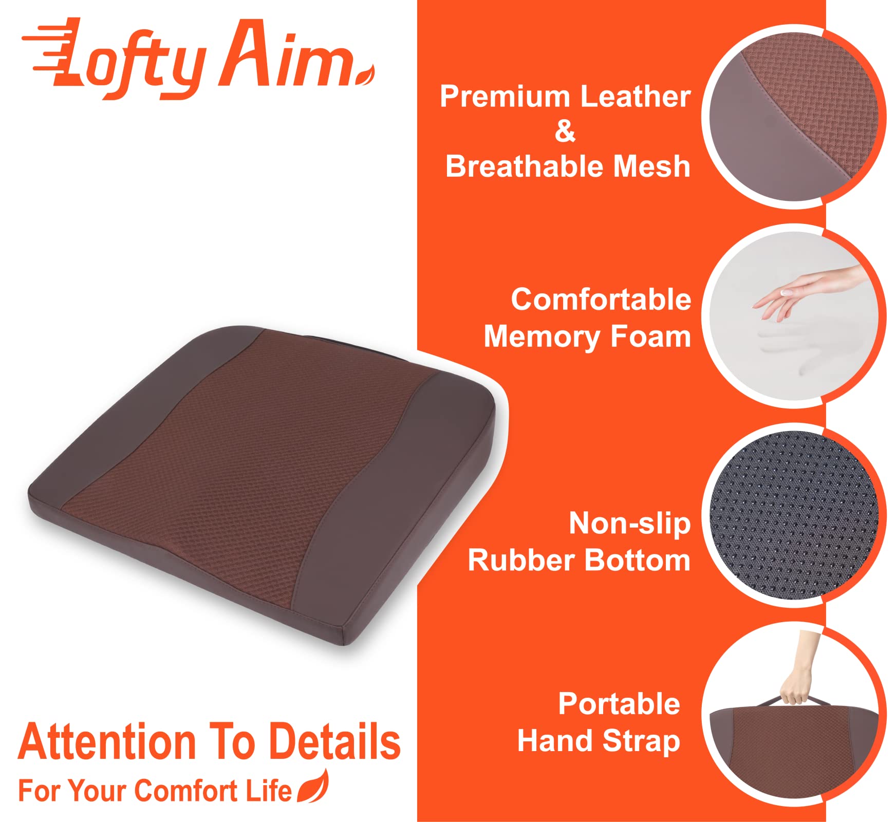 Lofty Aim hybrid leather and mesh cover showing breathable, easy-clean finish