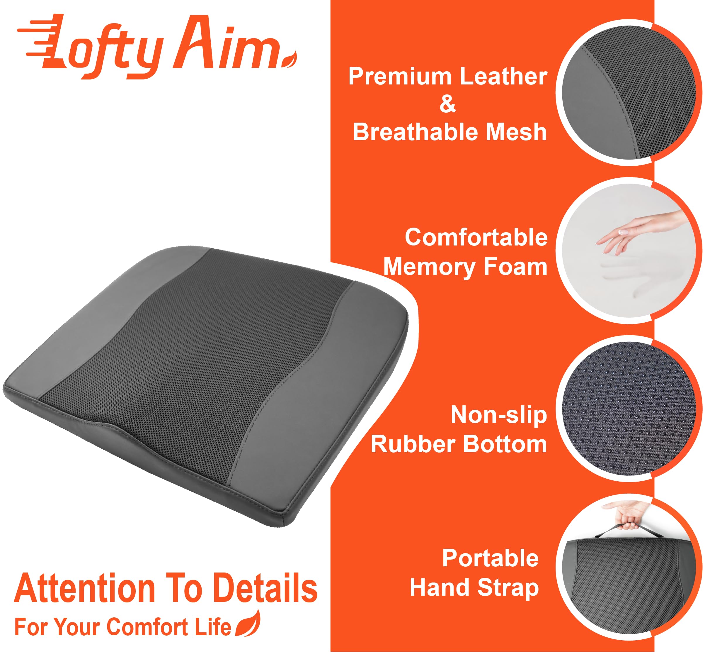 Lofty Aim non-slip base image ensuring cushion stays firmly in place