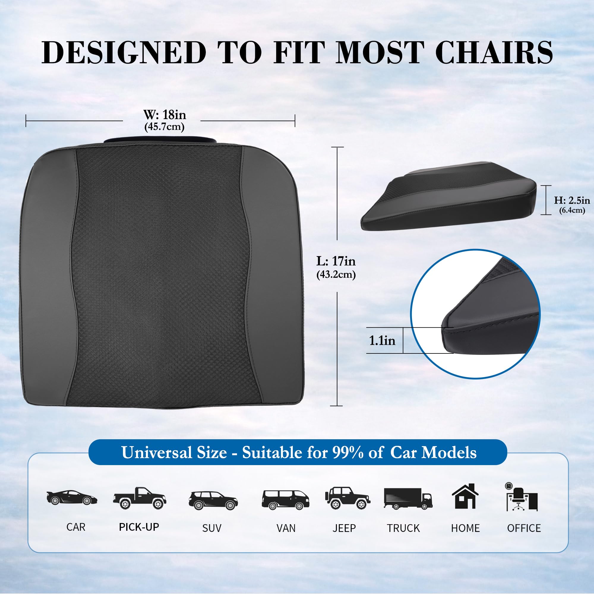 Lofty Aim used on office chair demonstrating versatile comfort benefits