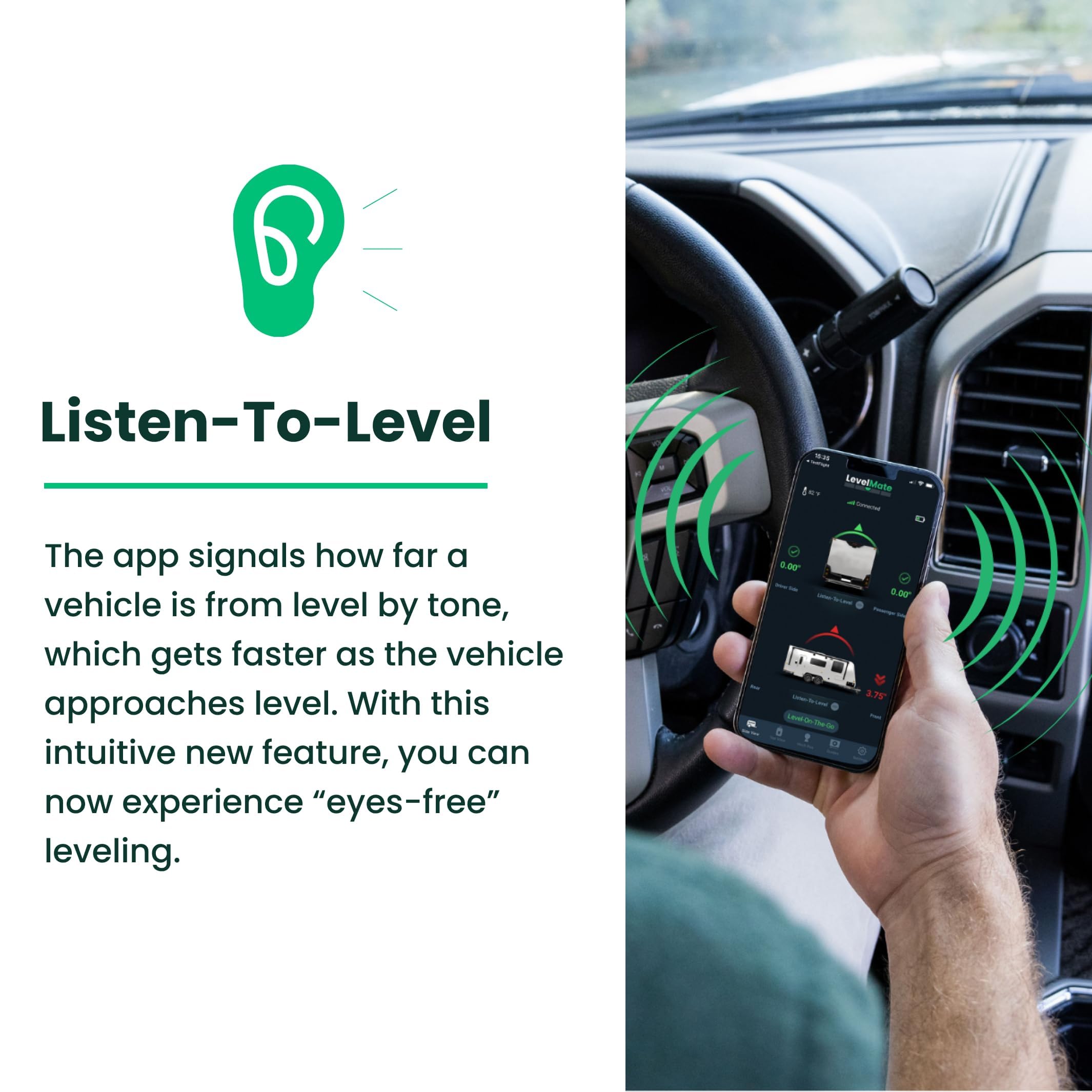 LogicBlue LevelMateMAX audio cue demo with phone in hand illustrating hands-free leveling benefit