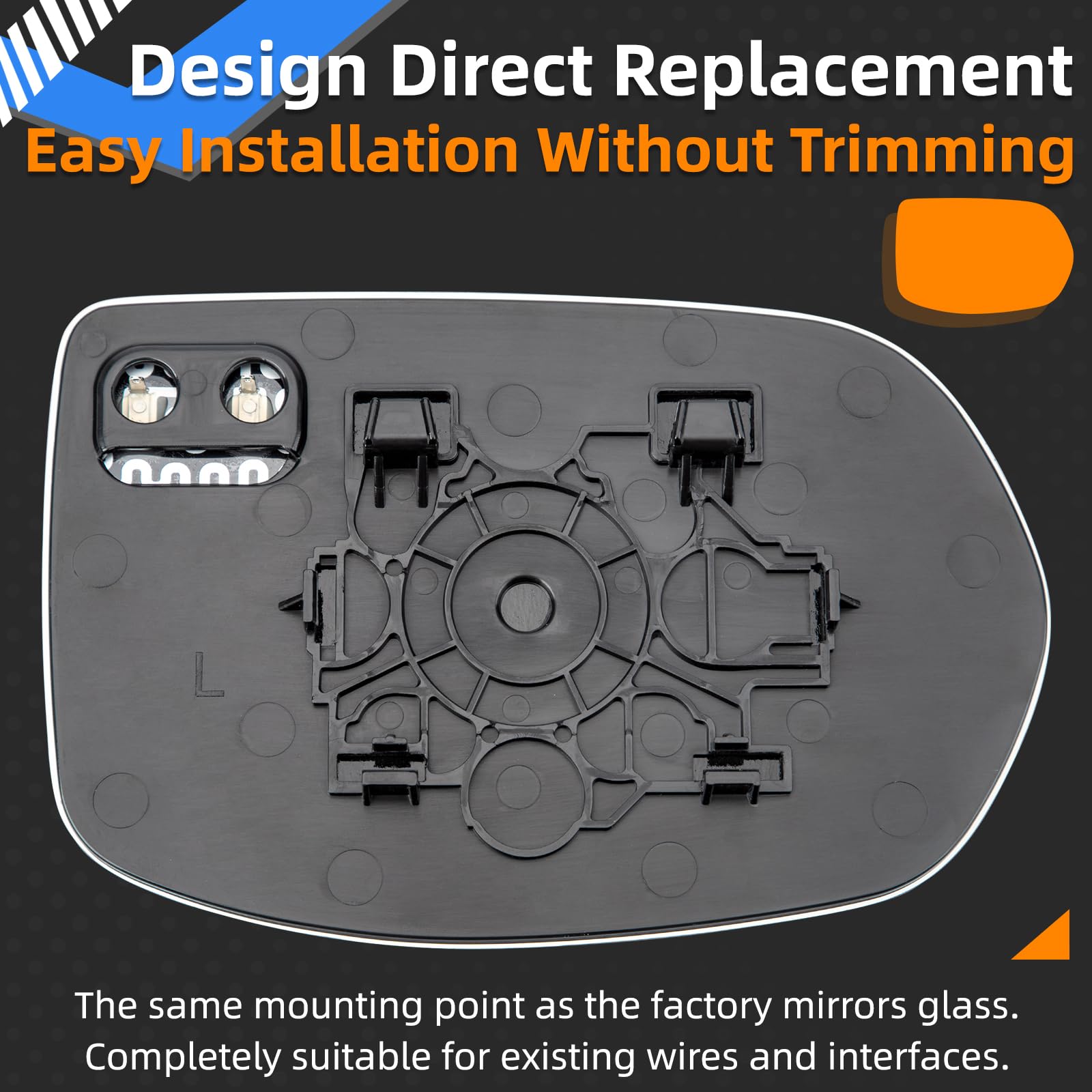 LOIYLLEN mirror back plate close-up showing heating element for fast defrost benefit